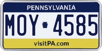 PA license plate MOY4585