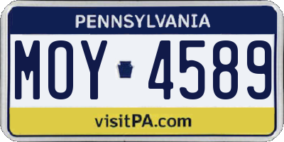 PA license plate MOY4589