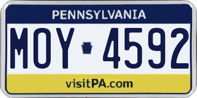 PA license plate MOY4592