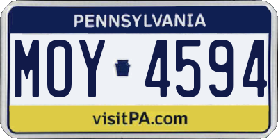 PA license plate MOY4594