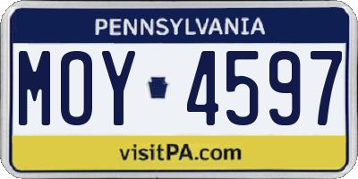 PA license plate MOY4597