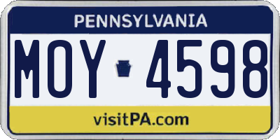 PA license plate MOY4598