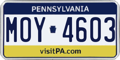 PA license plate MOY4603