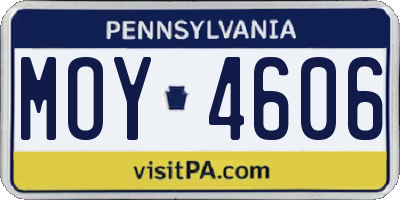 PA license plate MOY4606