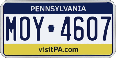 PA license plate MOY4607
