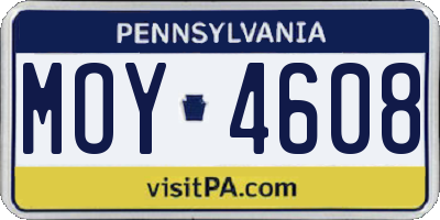 PA license plate MOY4608