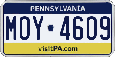PA license plate MOY4609