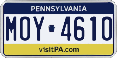 PA license plate MOY4610
