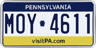 PA license plate MOY4611