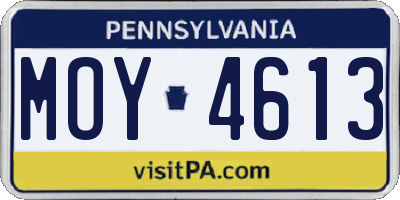 PA license plate MOY4613