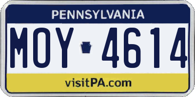 PA license plate MOY4614