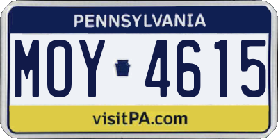 PA license plate MOY4615