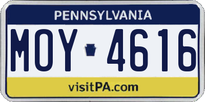PA license plate MOY4616
