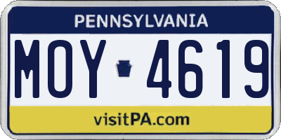 PA license plate MOY4619