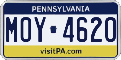 PA license plate MOY4620