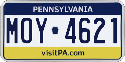 PA license plate MOY4621