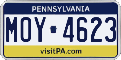 PA license plate MOY4623
