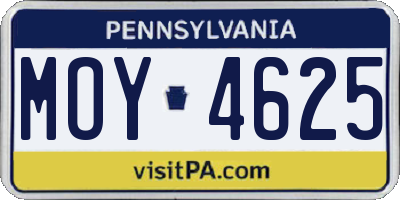PA license plate MOY4625