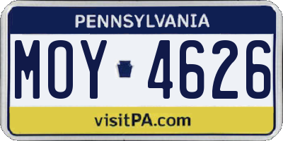 PA license plate MOY4626