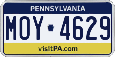 PA license plate MOY4629