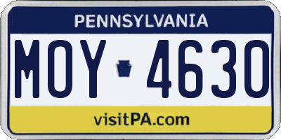 PA license plate MOY4630