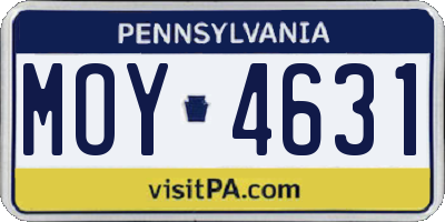 PA license plate MOY4631