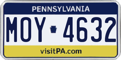 PA license plate MOY4632