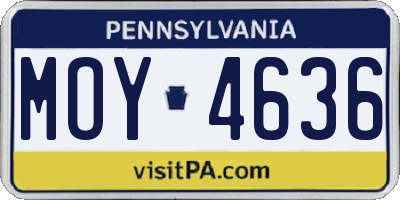 PA license plate MOY4636