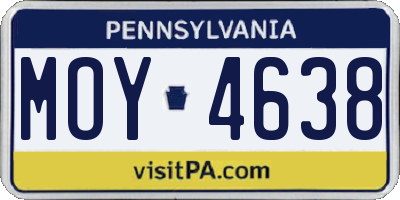 PA license plate MOY4638