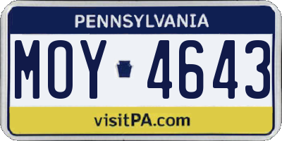 PA license plate MOY4643