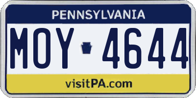 PA license plate MOY4644