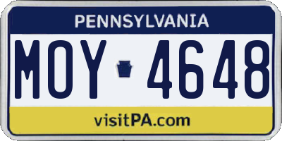 PA license plate MOY4648