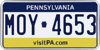 PA license plate MOY4653