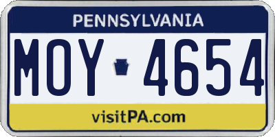 PA license plate MOY4654