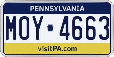 PA license plate MOY4663