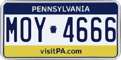 PA license plate MOY4666