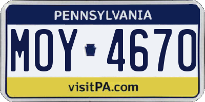 PA license plate MOY4670