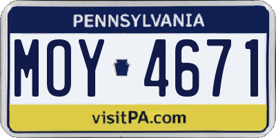 PA license plate MOY4671