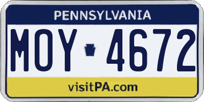 PA license plate MOY4672