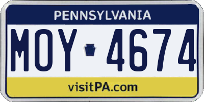 PA license plate MOY4674