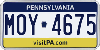 PA license plate MOY4675
