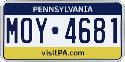 PA license plate MOY4681