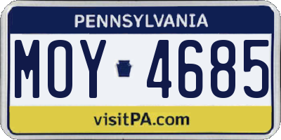 PA license plate MOY4685