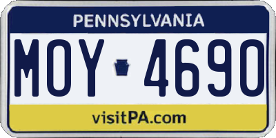 PA license plate MOY4690