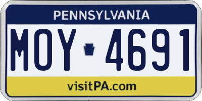 PA license plate MOY4691