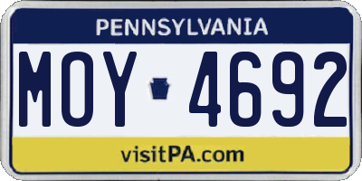 PA license plate MOY4692