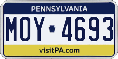 PA license plate MOY4693