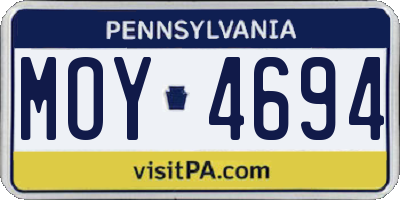 PA license plate MOY4694