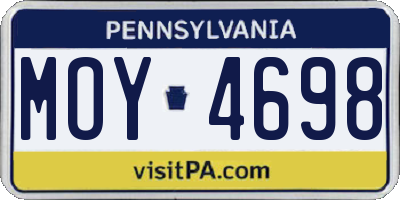 PA license plate MOY4698