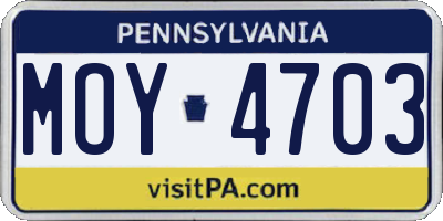 PA license plate MOY4703